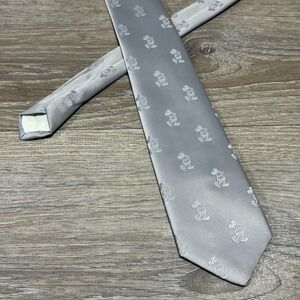 Cervantes Disney Mickey Mouse Silver Gray 100% Polyester Neck Tie Made in USA